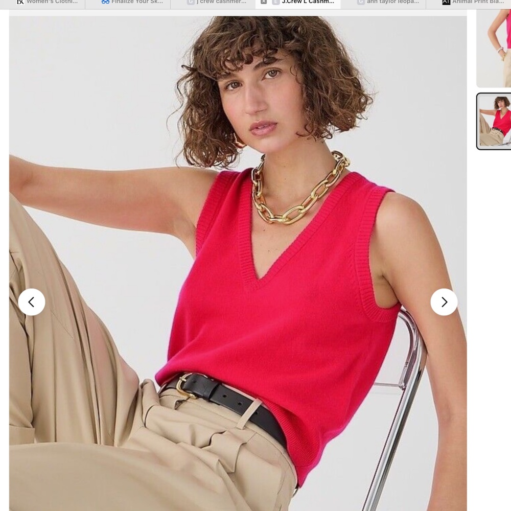 J Crew Cashmere V Neck Sweater Vest Berry Small